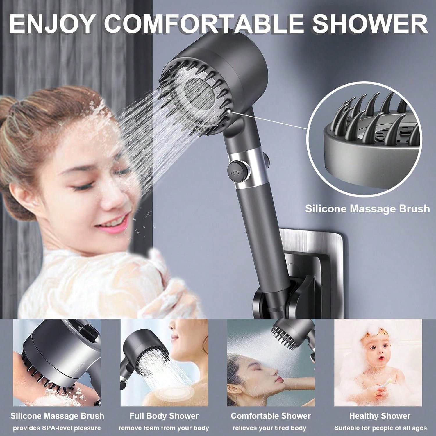 High Pressure Shower Head Handheld - Wysokociśnieniowa ręczna słuchawka prysznicowa z 5
