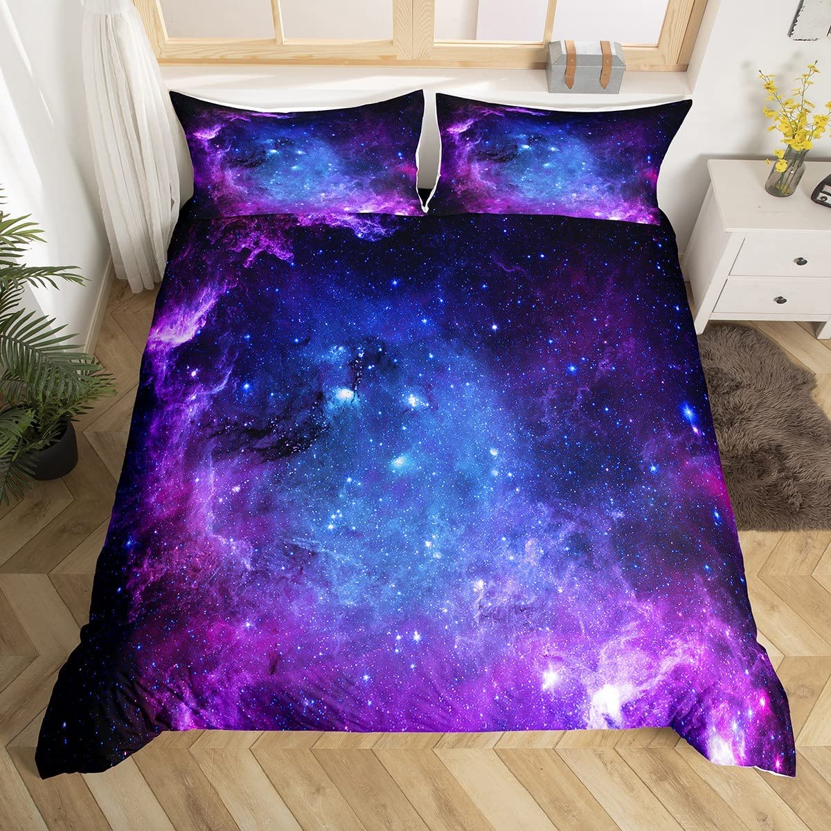 Duvet Cover Sets With Zipper - Zestaw pościeli Galaxy dla nastolatków zestaw
