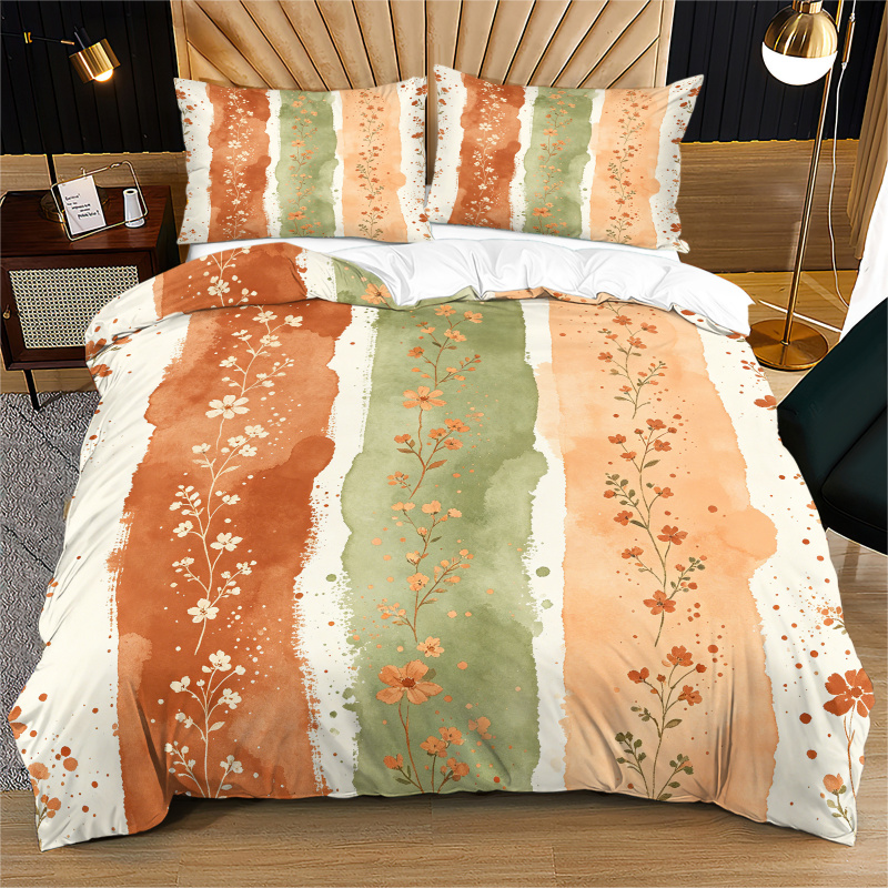 Aesthetic Floral Duvet Cover - Poszwa na kołdrę w akwarelowe paski