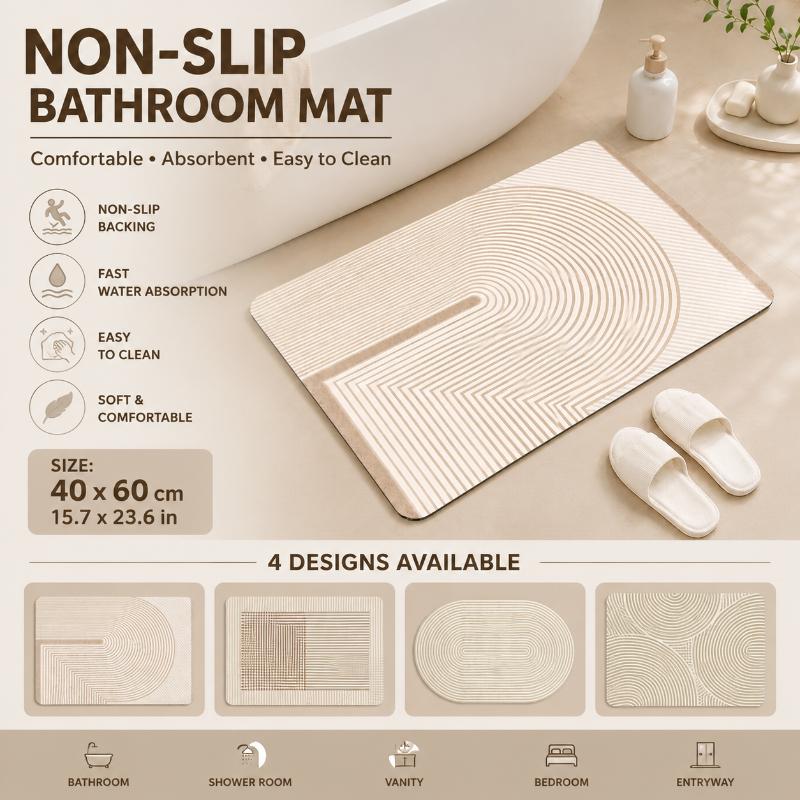 Quick Dry Diatomite Bath Mat - Beżowa mata łazienkowa z diatomitu w