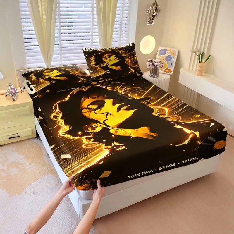 Fitted Bed Sheets Deep Pocket - Zestaw prześcieradeł z gumką Michael Jackson,