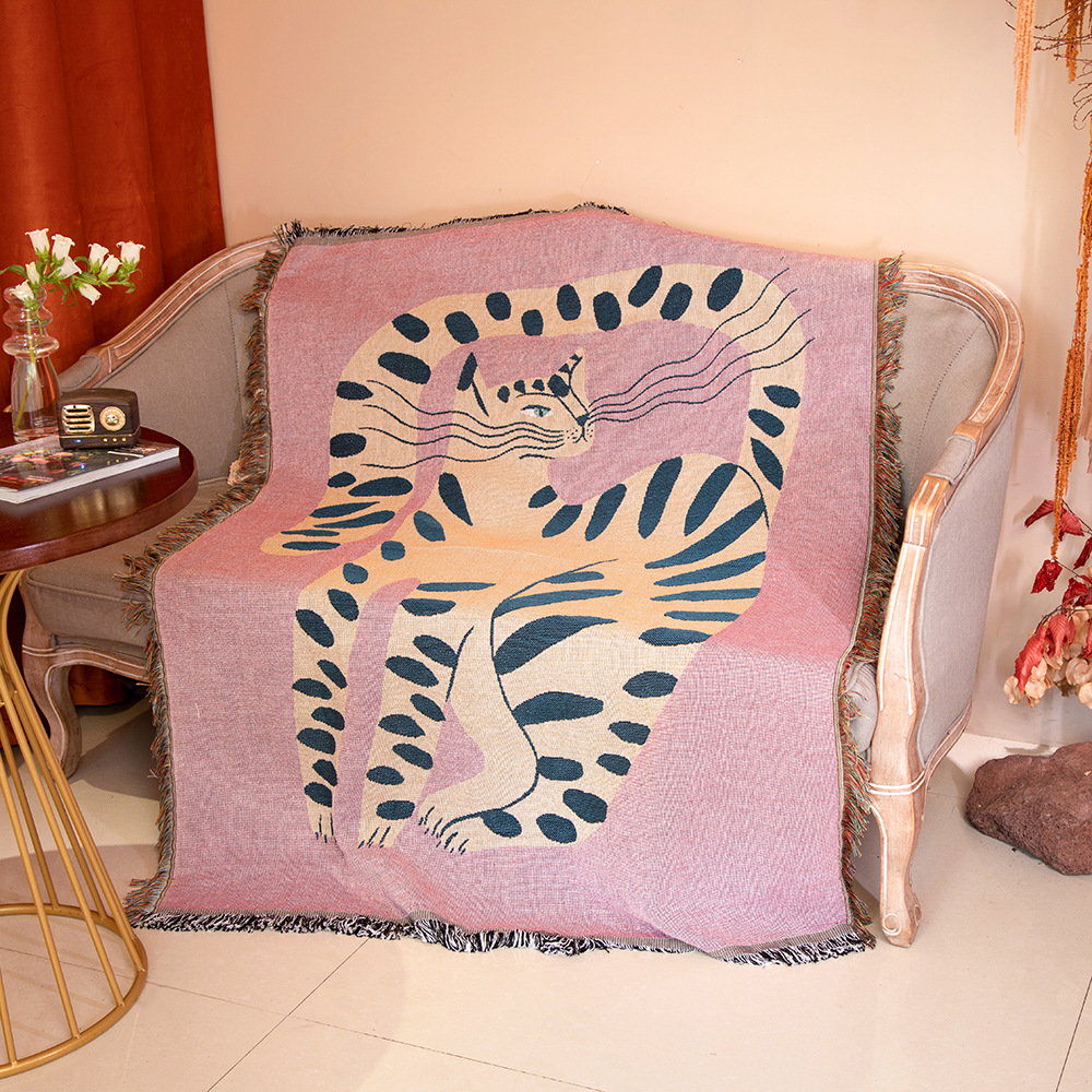 Boho Throw Blanket Fringe - Koc w stylu boho z abstrakcyjnym