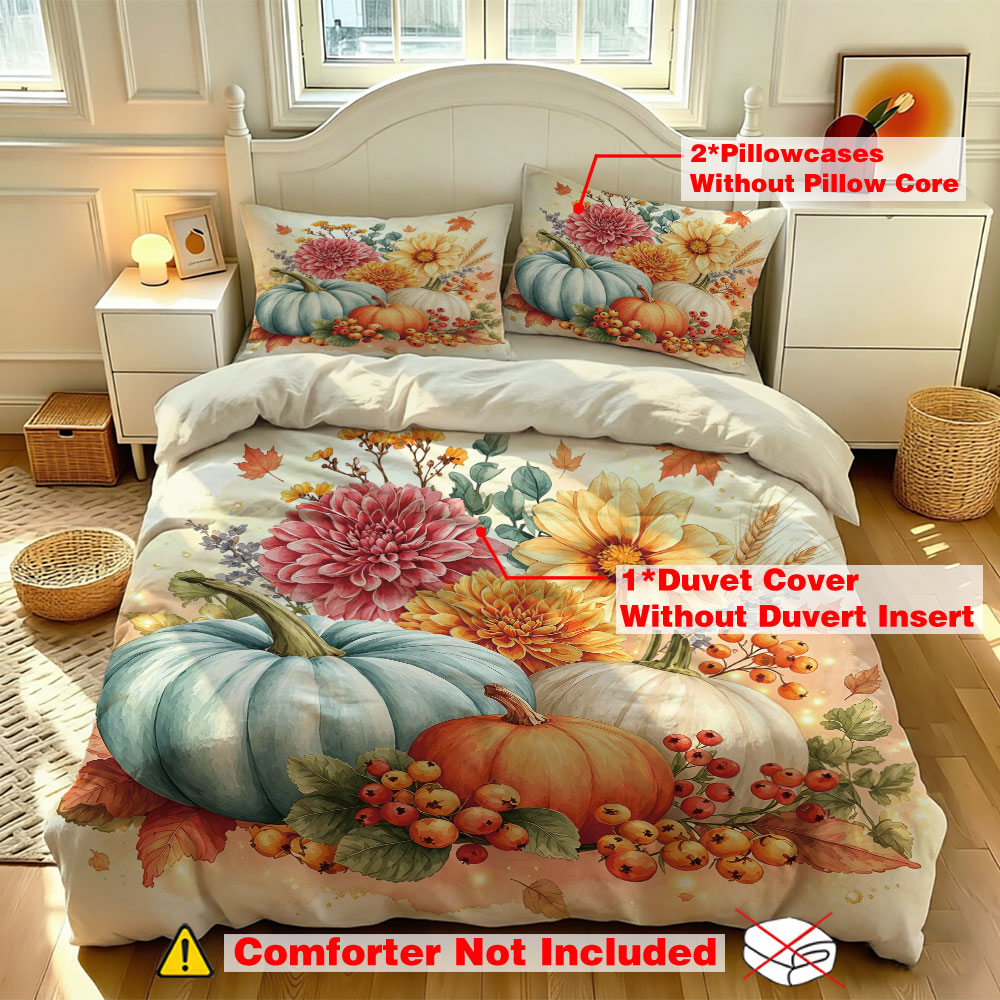 Aesthetic Floral Duvet Cover - Zestaw Poszewek na Kołdrę 3-częściowy Akwarela