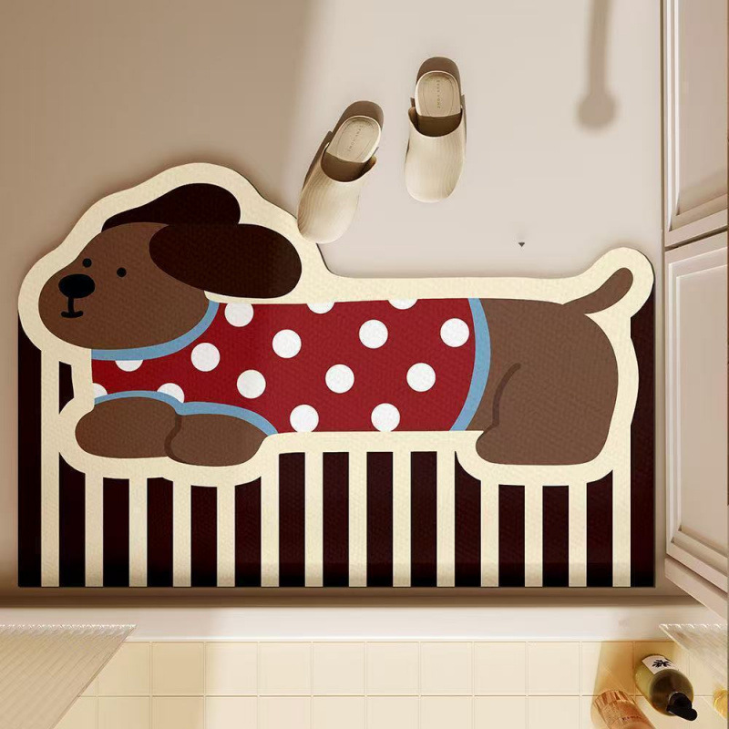 Quick Dry Diatomite Bath Mat - Urocza mata łazienkowa z motywem jamnika,