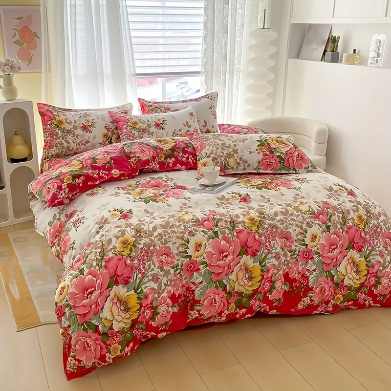Duvet Cover Sets With Zipper - Zestaw poszewek na kołdrę w kwiaty