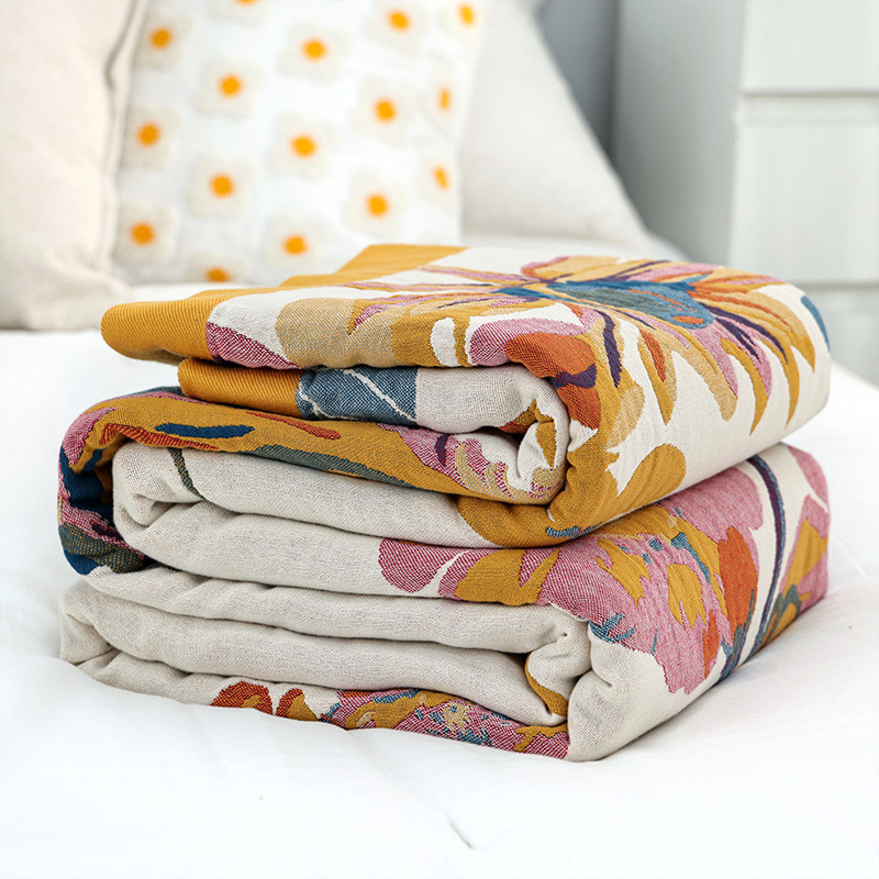 Muslin Cotton Bedspread - Prosta bawełna koc muślinowy gaza narzutka
