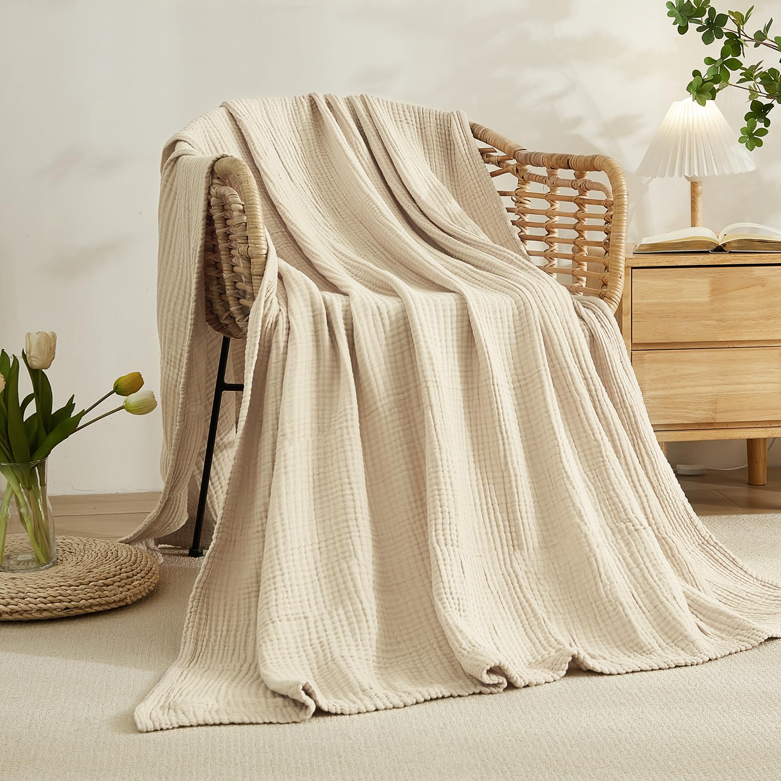 Koc z bawełny 100% na łóżko, m – Muslin Cotton Bedspread recenzja i cena