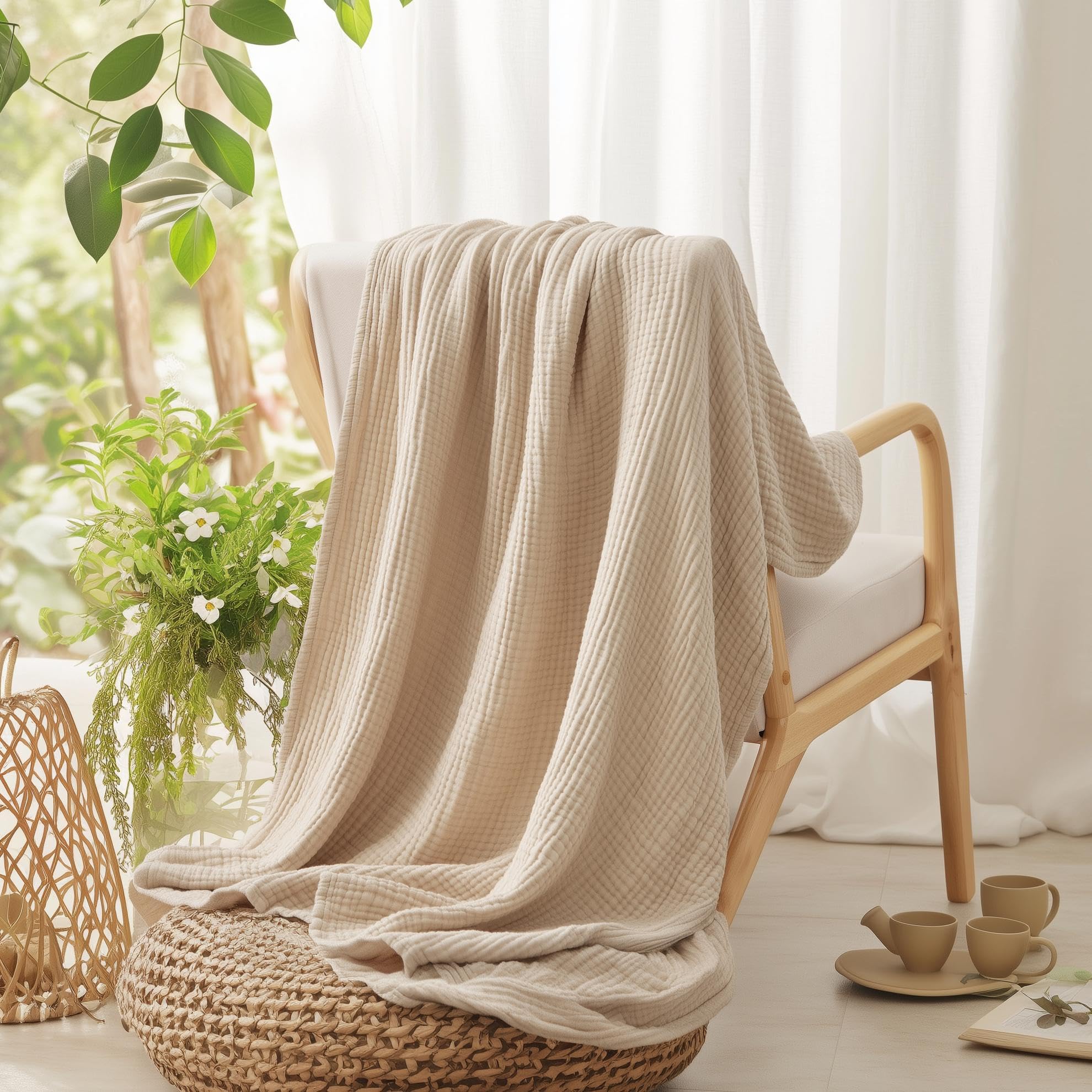 Koc z bawełny 100% na łóżko, m – Muslin Cotton Bedspread recenzja i cena