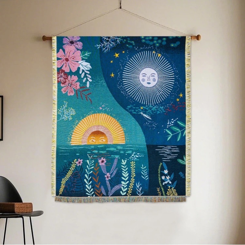 Gobelin z motywem nieba, słońc – Boho Throw Blanket Fringe recenzja i cena