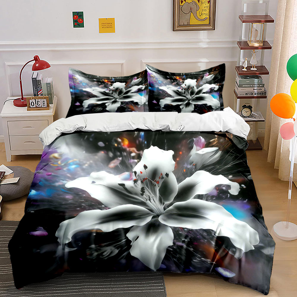 Abstrakcyjny biały zestaw pośc – Aesthetic Floral Duvet Cover recenzja i cena