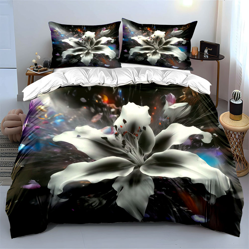 Abstrakcyjny biały zestaw pośc – Aesthetic Floral Duvet Cover recenzja i cena