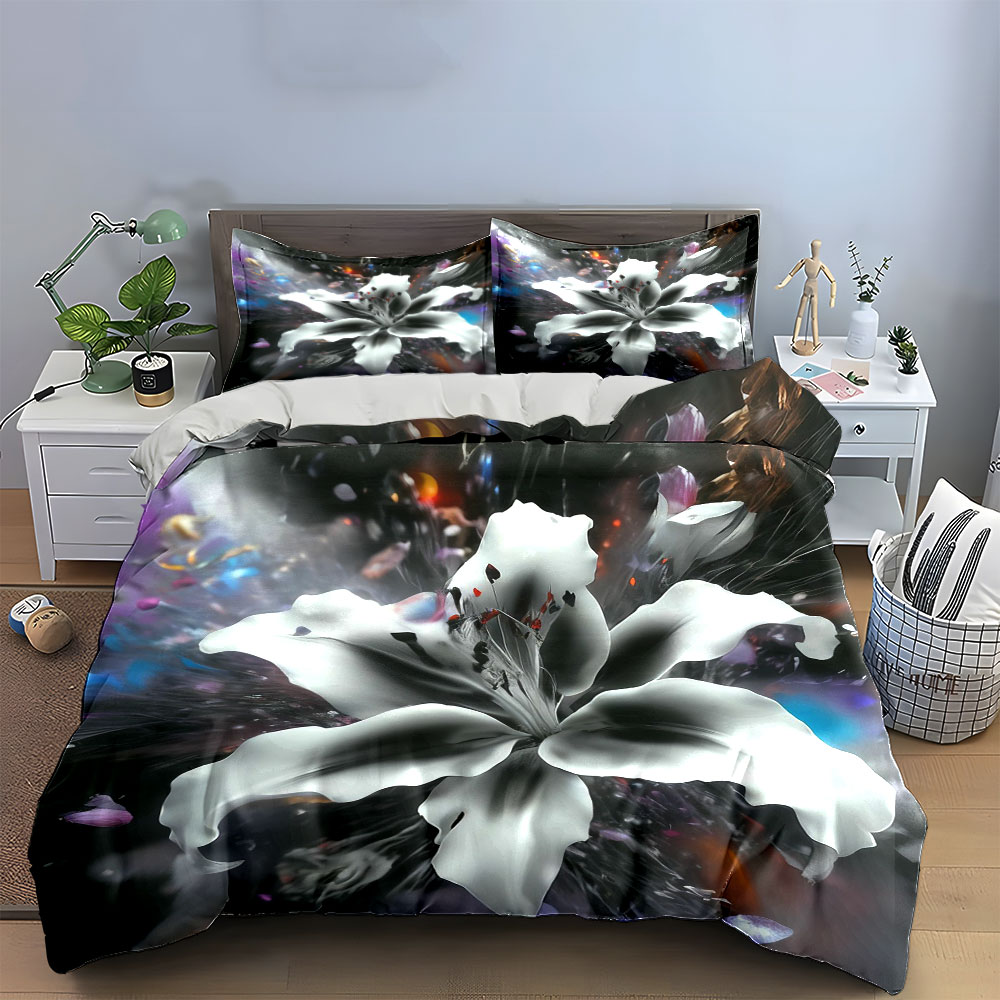 Abstrakcyjny biały zestaw pośc – Aesthetic Floral Duvet Cover recenzja i cena