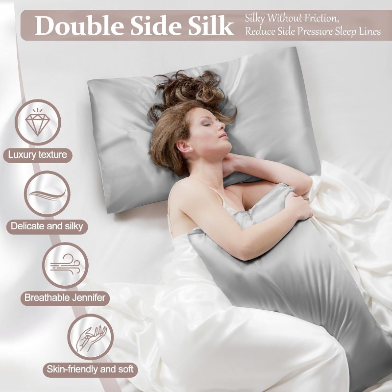 2 szt. Satynowe poszewki na po – Satin Silk Pillowcase Hair Skin recenzja i cena